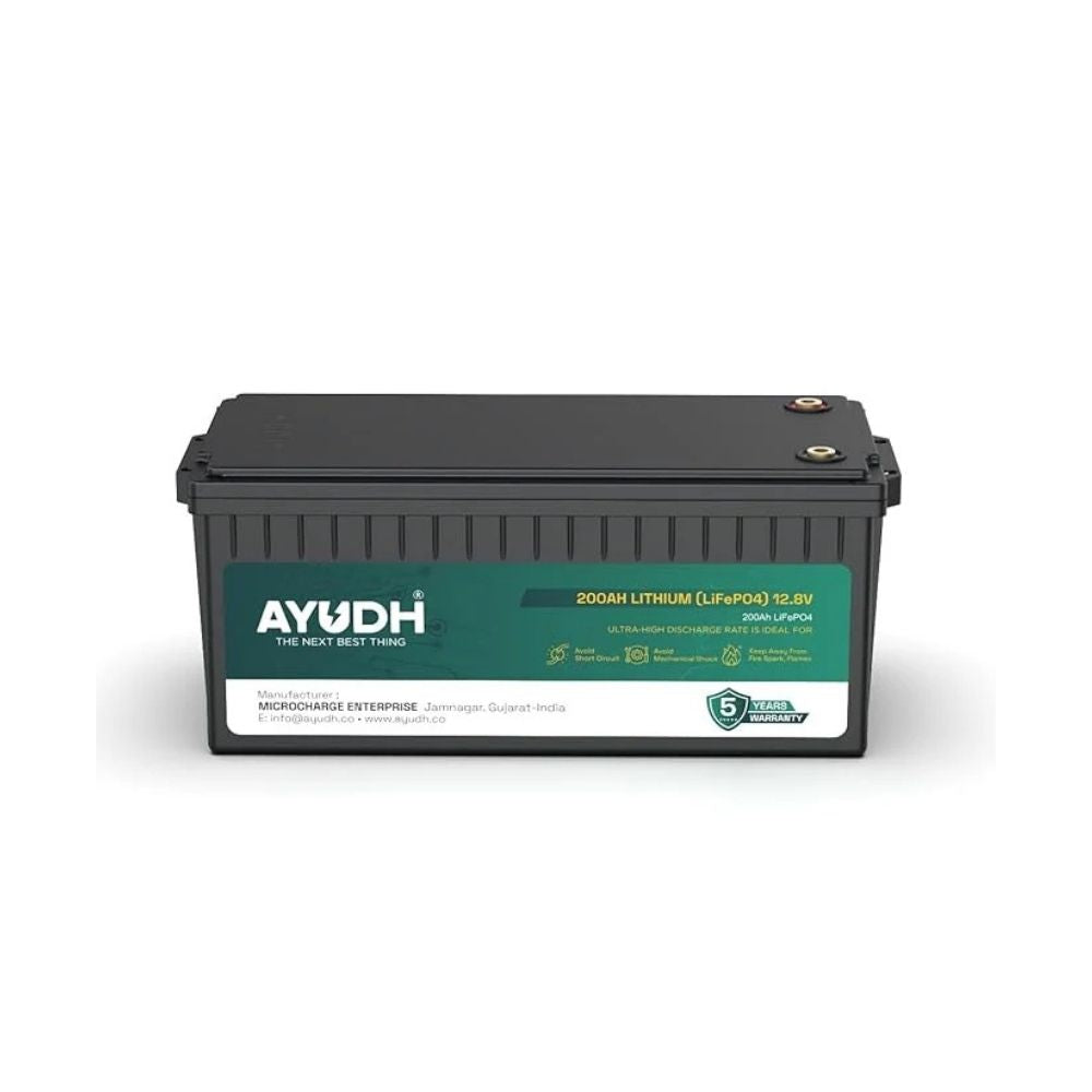 Ayudh LiFePO4 Battery 12V 200Ah 2.56kWh, 5 Years Warranty