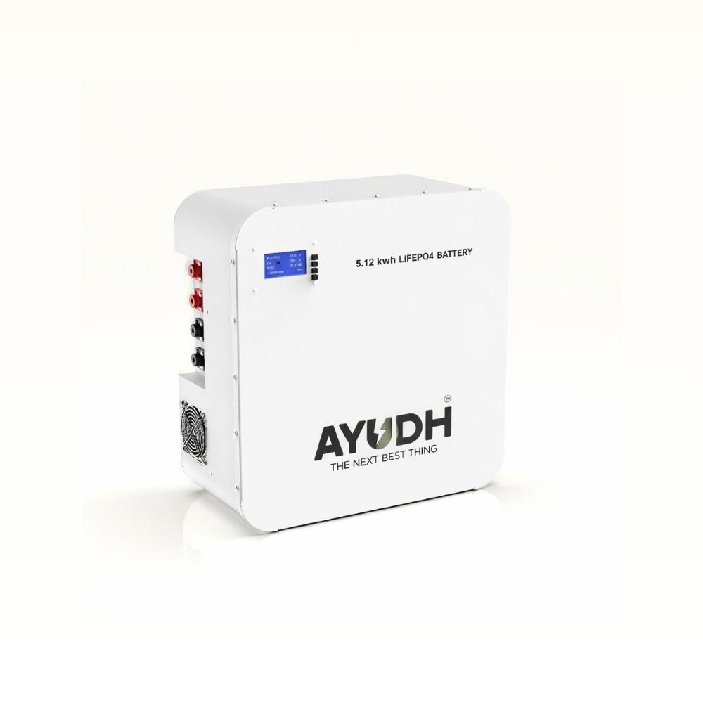 Ayudh Wall Mount LiFePO4 Battery 51.2V 100Ah 5.12kWh, 5 Years Warranty