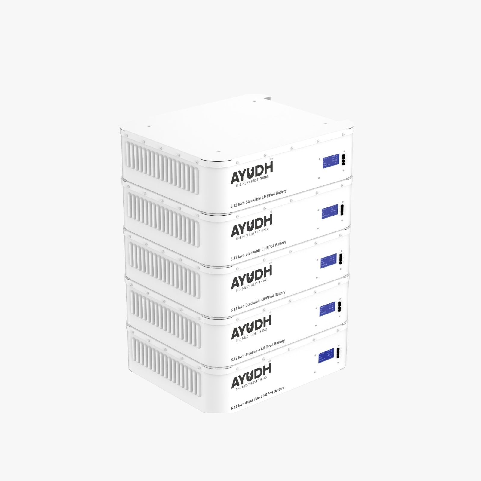 Ayudh Stackable LiFePO4 Battery 51.2 V 100Ah 5.12kWh, 5 Years Warranty