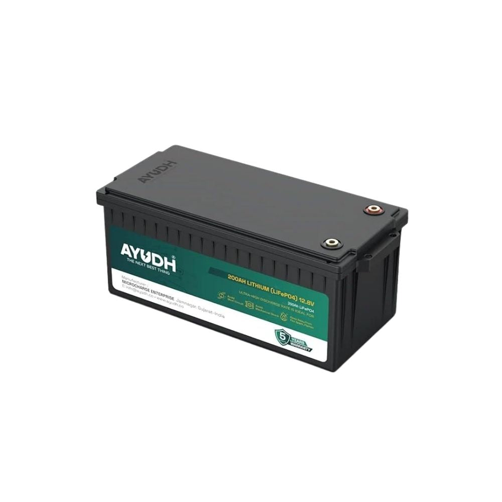 Ayudh LiFePO4 Battery 12V 200Ah 2.56kWh, 5 Years Warranty