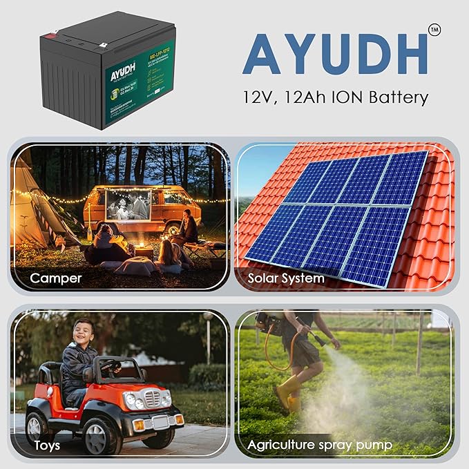 AYUDH 12V 12AH LFP Battery for Agriculture Spray Pump, Solar Light, Toys